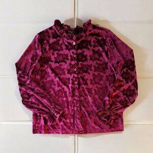 Marc New York Floral Burnout Velvet Button Up Top XL Whimsygoth Renaissance